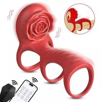 Приложение Дистанционное управление Вибрирующее кольцо на пенис Рукав на пенис Розовый Стимулятор клитора Задержка Кольца на пенис Вибратор Секс-игрушки для мужчин Пар