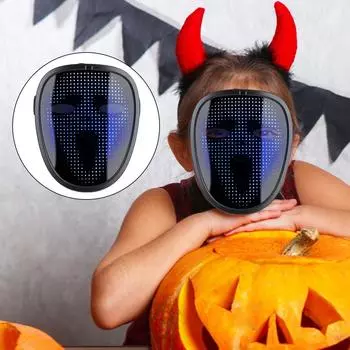 APP светящаяся маска для вечеринки в баре фестиваль представление футуристическая маска светодиодная DIY жест светящийся козырек Bluetooth дети электронный Children
