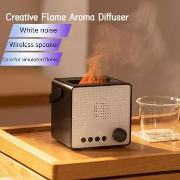 Аппарат для ароматерапии Tooluck Creative Flame, цветная лампа для ароматерапии, бытовой бесшумный увлажнитель, портативный беспроводной динамик для улицы чёрный