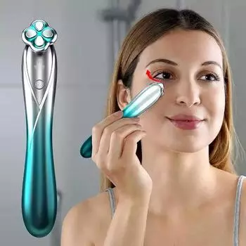 Аппарат для красоты глаз RF Радиочастотный EMS Micro Huidige Массажер для глаз Anti Rimpel Verwijderen Сумка для глаз Dark Cirkel Массажный инструмент зелёный