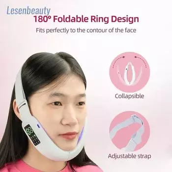 Аппарат для подтяжки лица Фотонная терапия Светодиодный вибрационный массажер для похудения лица Двойной подбородок V-образный пояс для подтяжки щек Машина