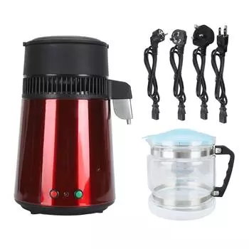 Аппарат для приготовления дистиллированной воды, 4 л, нержавеющая сталь, бордовый, автоматический дистиллятор с двойной кнопкой, wi US Plug 110V