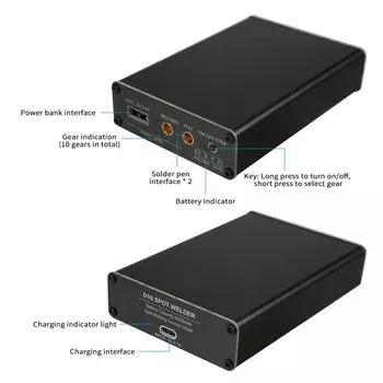 Аппарат для точечной сварки, аппарат для точечной сварки, литиевая батарея, блок питания, функция сварочного устройства для толщины менее 0,25 мм. чёрный