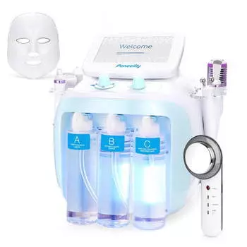 Аппарат Ouwald 7 в 1 Hydro Facial, аппарат для дермабразии с 7-цветной светодиодной фотомаской для очищения лица для салонного и домашнего использования