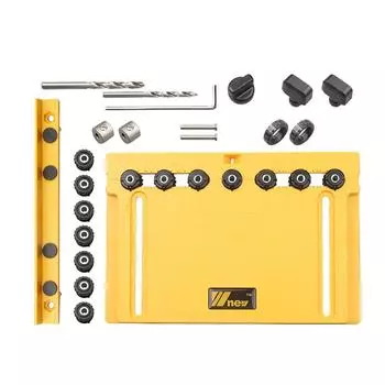 Аппаратное обеспечение шкафа, шаблон шаблона, инструмент, регулируемый дюбель, направляющая для сверления, деревообрабатывающий локатор пуансона для Set B жёлтый