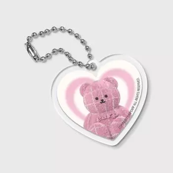 Appearp Heart Grid Fur Coby-Pink (Брелок для ключей), популярная фраза в Корее key ring