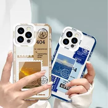 Apple 13/14 Прозрачный Ретро Иллюстрация и Apple 11 Literary Spliced XS Soft Shell Max Полное покрытие iPhone 6