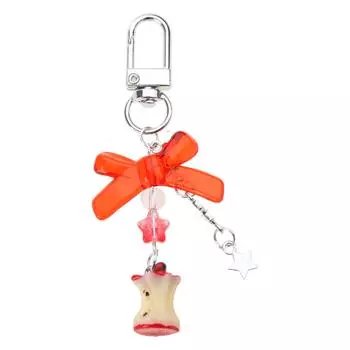 Apple Bowknot Star Charm Keychains Sweet Cute Pendant Hanging Ornament Keyring Backpack Decoration for Women Girls