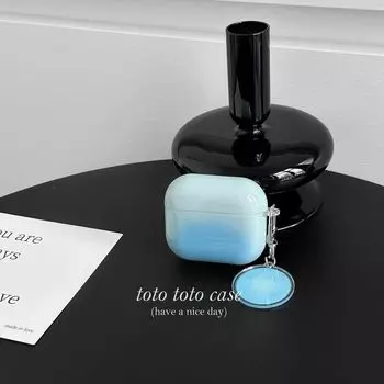 Apple Ins Blue Blooming English Pendant Earphone Case Apple AirPods 2 Shell + pendant
