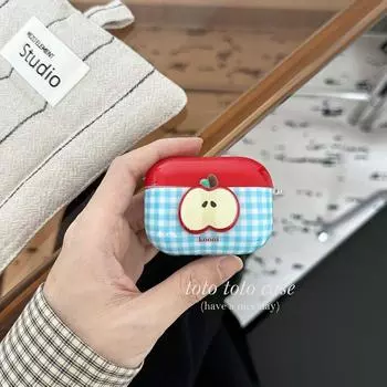 Apple Ins Blue Plaid Pendant Niche Style Earphone Sleeves Apple AirPods 2((1/2 Generation)) Single shell