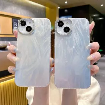 Apple iPhone 15p/14/13 Твердый корпус: Весенне-летний дизайн пряжи из перьев с гальваническим каркасом для бизнеса iPhone 7P/8P