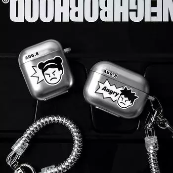 Apple Original Angry Villain Electroplating Earphone Case. 5 Apple AirPods 2 Angry little man-with pendant