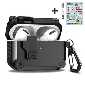 Apple Protective Case Gundam Drop-Resistant DIY Apple Airpods 1/2 Black + Watermark Sticker