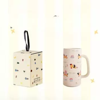 Apple Puppy Water Cup Straight Cup New Year Souvenir High Looking Mug Gift Box Cute Best Friend Cup Gift Gift 301-400ml
