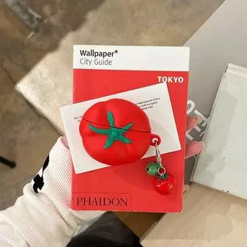 Apple Wireless Bluetooth Headset Case Three Generation Silicone Soft Case Airpodspro/Second Generation Shatter-resistant Box Five Generation Spoof Airpods Pro/Pro2 Neutral Fun tomato + pendant