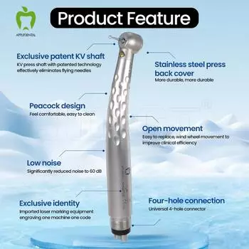 APPLEDENTAL A2 Pro/SUP LED Стоматологический наконечник: Трехточечное распыление, нажимной вал с управлением KV, малошумные, высокоскоростные немецкие подшипники CHINA