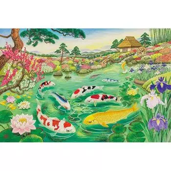 APPLEONE 1000 элементов пазла Сто цветов Играющий карп (50x75cm)