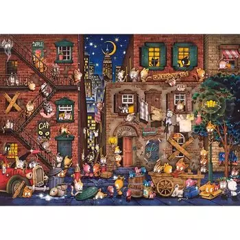 APPLEONE 500 Piece Jigsaw Puzzle Hideki Yoshioka Downtown Cats x (38 53cm) 500-301