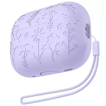 Applicable Airpods4 Protective Case Solid Cute Apple 4 Generation Silicone Soft Case Airpodspro2 Generation Earphone Case airpods 1/2 generation Purple (lanyard)