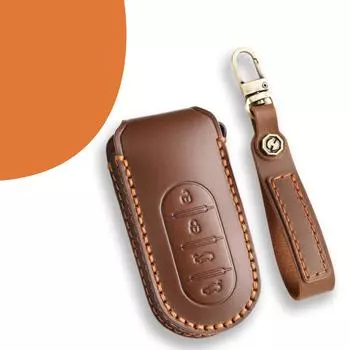 Applicable to 24 Mercedes-Benz smart elf No. 5 key case bag, new energy car key protection, leather case buckle коричневый