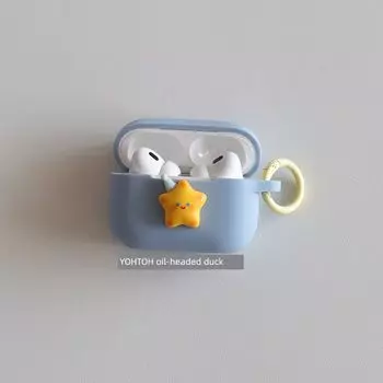 Applicable to Airpods2 Generation Protective Case Airpods3 Protective Case 4 New Arrival Airpods2 Drop-Resistant Generation One-Piece Soft Dust Plug Apple AirPods3 Denim Blue + Circle Hanging Buckle