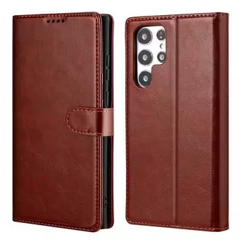 Подходит для Apple 15 Чехол для мобильного телефона Iphone16 Кожаный чехол для мобильного телефона Новый Samsung S23 Раскладушка Кронштейн Кожаный чехол Бизнес iPhone 15 Ultra / 15Pro Max светло-коричневого