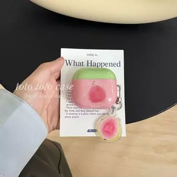 Applicable to Apple 2 Generation Bluetooth Headset Case Airpods3 Generation New Pink Green Protective Case Pendant Airpodspro2 Shatter-resistant Apple AirPods 2 Shell + same pendant