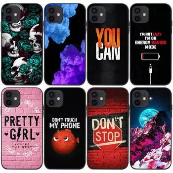 Applicable To IPhone15 Mobile Phone Case, New Black English Alphabet Mobile Phone Case, Skull, Landscape Mobile Phone Case. iPhone13