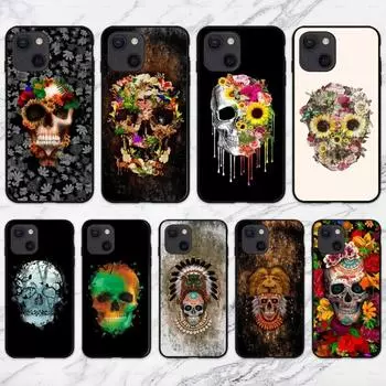Применимо к iPhone16 Чехол для мобильного телефона Новый страшный череп Хэллоуин модный мужской чехол для мобильного телефона iPhone13