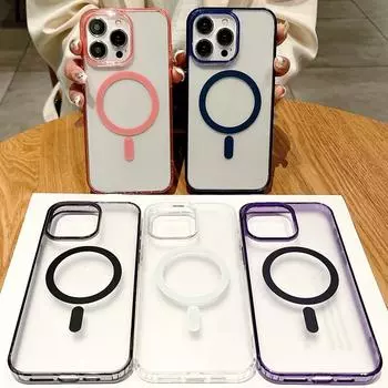 Applicable To Iphone16 Mobile Phone Case Transparent Magnetic Attraction Apple 15Pro Max/14 Niche 13 Large Holes 12 Cross-border 13 Apple 16