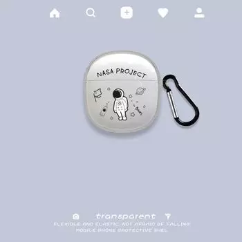 Applicable to Qcy Ailybuds Lite Protective Case Minimalist Transparent Bluetooth Earbuds Case Silicone Drop-Resistant Soft Case QT29 Transparent-Spaceman + Hook