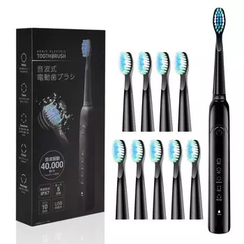 applife Sonic электрическая зубная щетка с 10 сменными щетками IPX7 водонепроницаемый 5 режимов регулировки звуковая вибрация звуковая зубная щетка звуковая перезаряжаемая