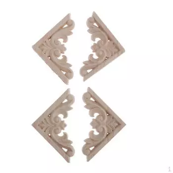 Аппликация из цельного дерева, резная, неокрашенная 6x6cm 2