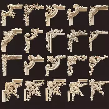 Аппликация из дерева, угловая натуральная цветочная деревянная резная фигурка, ремесло, украшение для дома, аксессуары, фон, настенное украшение, наклейка