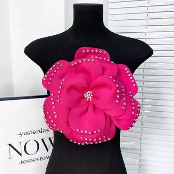 Аппликация на грудь с большим цветком, ручная работа, аппликация на одежду, украшение для одежды, шитье белый