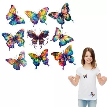 Аппликация на одежду, термонакладки, красивый комплект с бабочками, футболка, наклейки на одежду своими руками, толстовки, теплопередача, гладильная нашивка