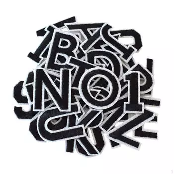 Аппликация Нашивки с вышитыми буквами и цифрами для юбки синий