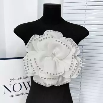 Аппликация в виде большого цветка ручной работы 3D Аппликация на одежду Украшения для одежды Нашивки Шитье белый