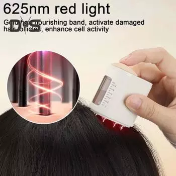 Аппликатор масла для волос, микротоковый красный светильник, вибрационный массажер для кожи головы, IPX5, водонепроницаемый электрический аппликатор для смазки сыворотки для волос, расческа белый