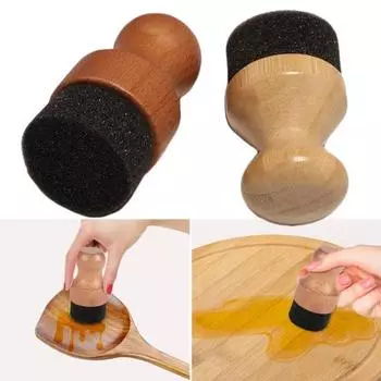 Аппликатор Разделочная доска Аппликатор для масла и воска Пищевая деревянная ручка Губка A