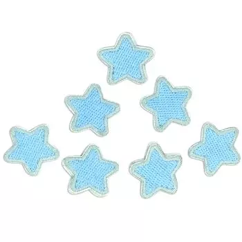Applique Star Patch Embroidery Set of 7 Cute Girls Small Boys Admission Patch 2.2cm Children s (Blue)
