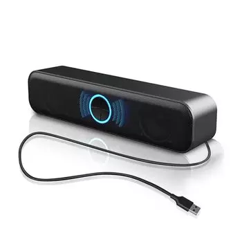 Apqfw PC Speaker USB Computer Speaker Проводное USB-подключение Компьютер Ноутбук со светодиодной подсветкой Громкий Черный HM05-5013,