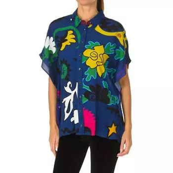 апрельская рубашка с короткими рукавами S разноцветные