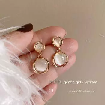 Apricot Geometric Circle Mosquito Coil Ear Clip Fancy Fall and Winter All-Match Ear Studs Earrings Ornament A pair of stud earrings