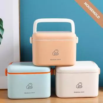 Аптечка Бытовая аптечка Небольшая аптечка Полная коробка для хранения лекарств Большая аптечка неотложной медицинской помощи M абрикосовый