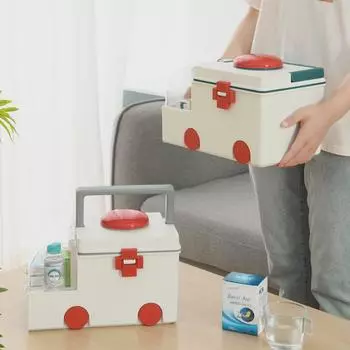 Аптечка первой помощи для семьи большой емкости: Портативный контейнер для хранения лекарств и оказания экстренной помощи