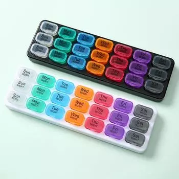 Аптечка с 21 отделением, независимая аптечка с одним отделением, портативная упаковка, переносная аптечка для дома утром, днем и вечером 24.2cm*7.5cm*3cm