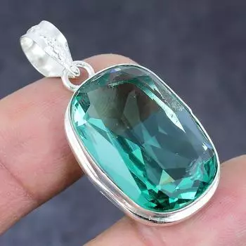 Подвеска из серебра 925 пробы с драгоценным камнем Aqua Apatite, 1,65 дюйма, V7V89