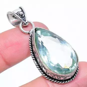 Aqua Apatite Gemstone Handmade 925 Sterling Silver Jewelry Pendant 1.97 b2b37