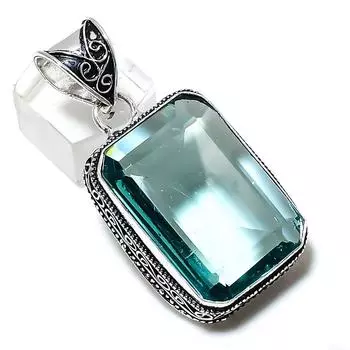 Aqua Apatite Gemstone Handmade 925 Sterling Silver Jewelry Pendant 1.97 I3M86